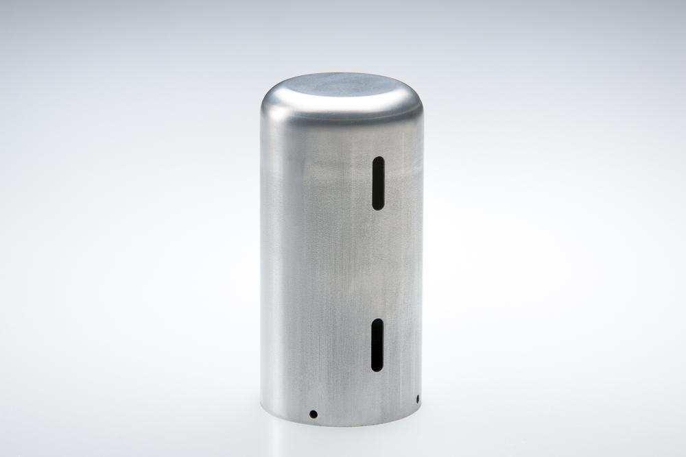 Norpin Double Drawn Round Enclosure with Machined Side Wall Slots and Evenly Spaced Thru Holes on Bottom for Mounting
